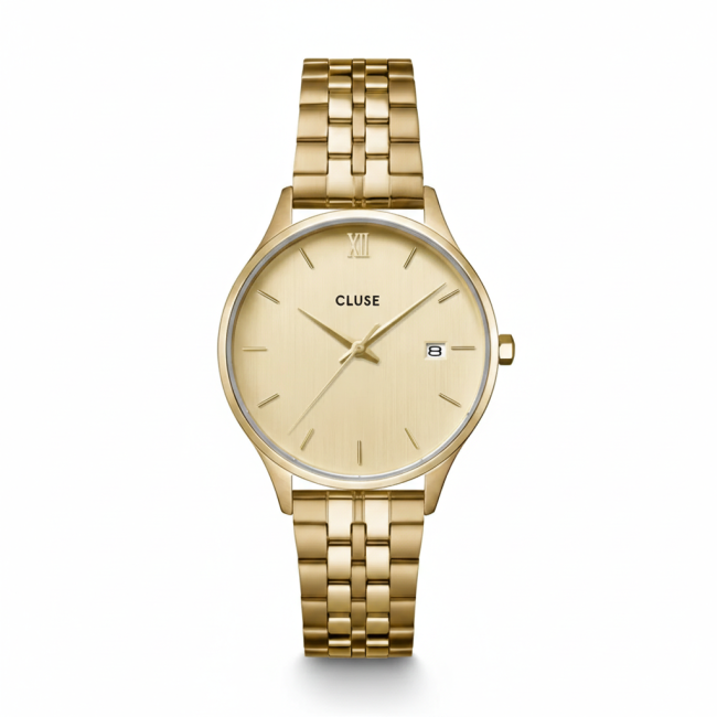 CLUSE - Montre Minuit Date en acier, couleur or
