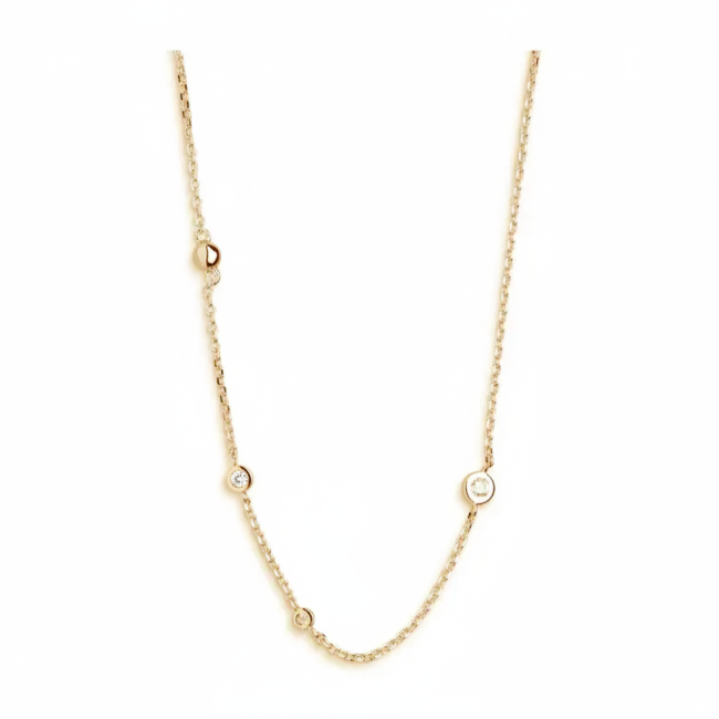 XENOX - Collier Sautoir en argent sterling 925, plaqué or 18 carats