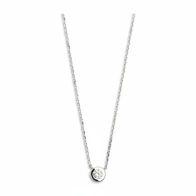 XENOX - Collier Solitaire Intemporel en argent sterling 925