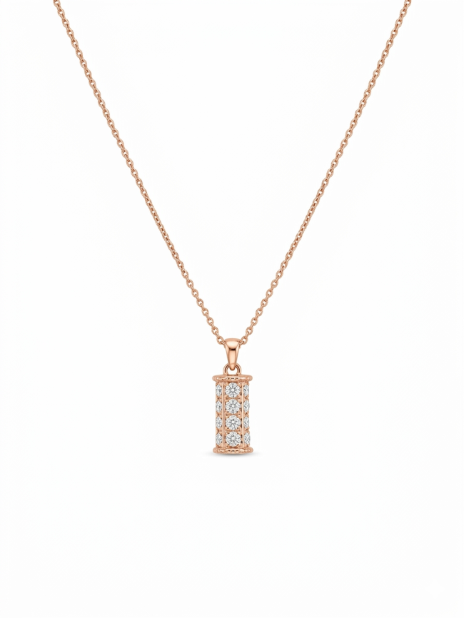 Saint-Yves - Collier Pendentif Cylindre Éclatant Rosé