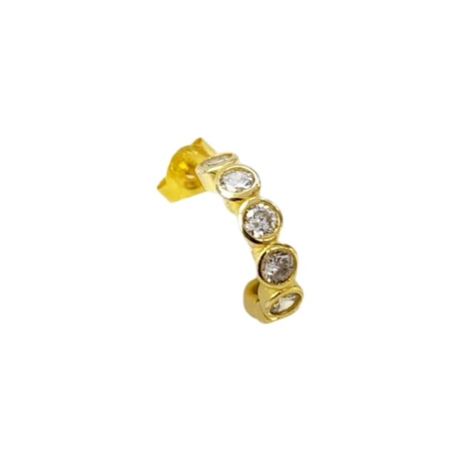 Saint-Yves - Boucle d'oreille - 7 Zircons - Argent 925  Argent 925 plaqué or