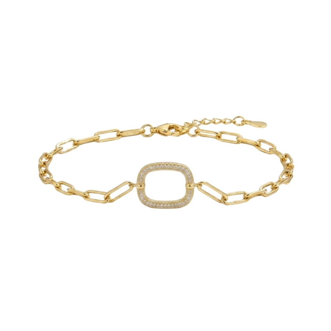 Saint-Yves - Bracelet Rectangle Zircon - Argent 925 plaqué or